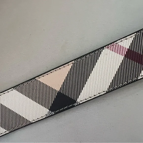 Burberry Monogram Check TB Logo Gold Buckle Plaid Belt Beige Gold Luxe Holiday - Picture 14 of 17